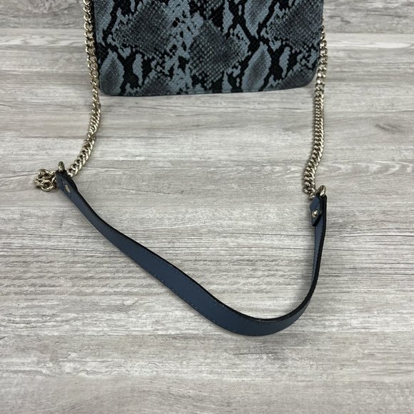 ZARA CITY BAG Blue Animal Print WITH CONTRASTING LEATHER STRAP - Picture 5 of 12